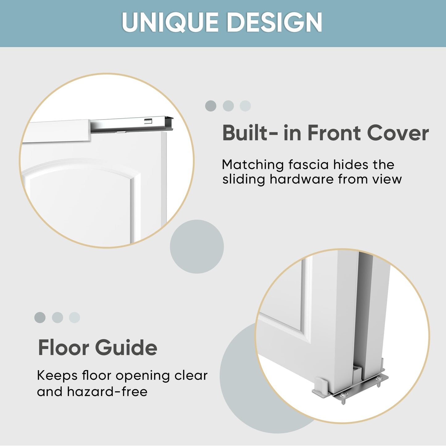 JUBEST 60x80 in Sliding Closet Door, Raised 2-Panel Arch Top White Primed Hollow Core Door Slab with Hardware Kits & Matching Fascia, Pre-drilled & Paintable, Space-Saving for Bedroom Laundry