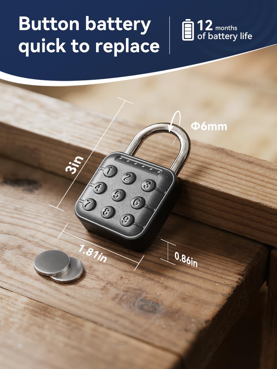 NexusLab Digital Padlock for Gym Locker & Outdoor Gate - IP67 Waterproof Electronic Combination Lock, Push Button Keypad, No App Needed. 6-Digit Smart Keyless Entry for School, Shed, Fence