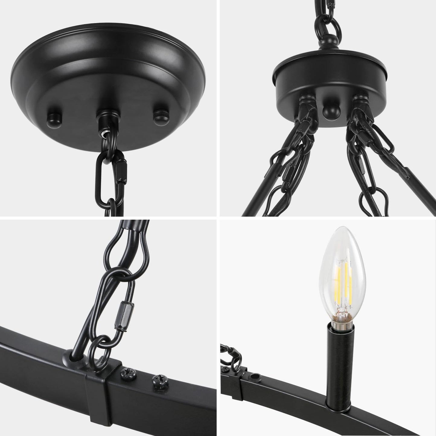 LynPon Black Wagon Wheel Chandelier 47 Inch, 16 Lights Modern Farmhouse Chandeliers, Rustic Large High Ceiling Round Chandelier, Industrial Hanging Light Fixture for Living Room Dining Room Foyer