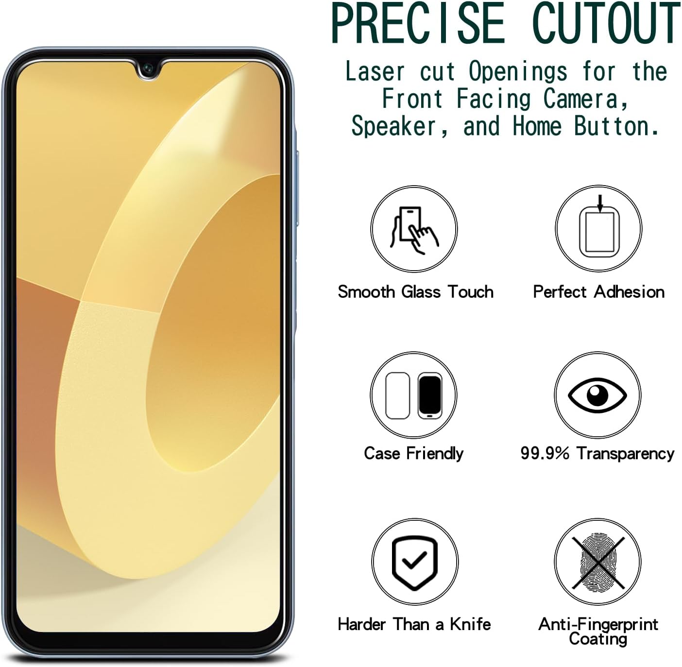 2-Pack A15 5G 9H KAREEN Screen Protector for Samsung Galaxy Tempered Glass, Anti Scratch, Bubble Free, Hardness, Easy