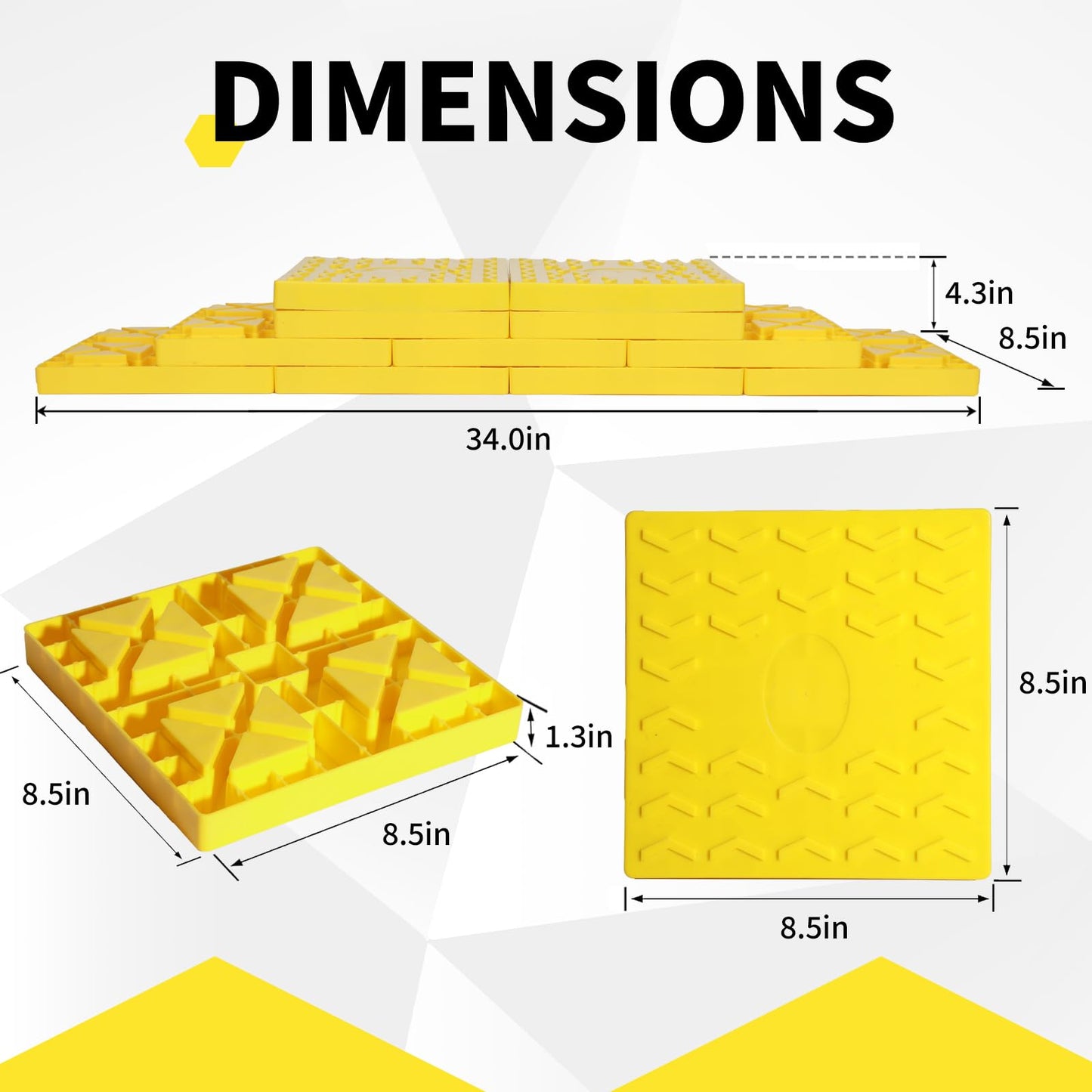 Keltrion 12 Pack Camper/RV Leveling Blocks Suitable for 4 Wheels Interlocking and Anti-Slip Design with Carrying Bag Heavy-Duty for Camper Travel Trailer Yellow