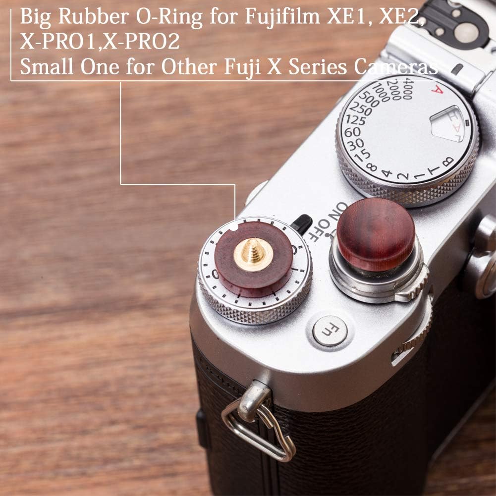 12mm VKO Wood Soft Shutter Release Button,Delicate Camera Shutter Button Concave Surface Red(Wood Grain Random)
