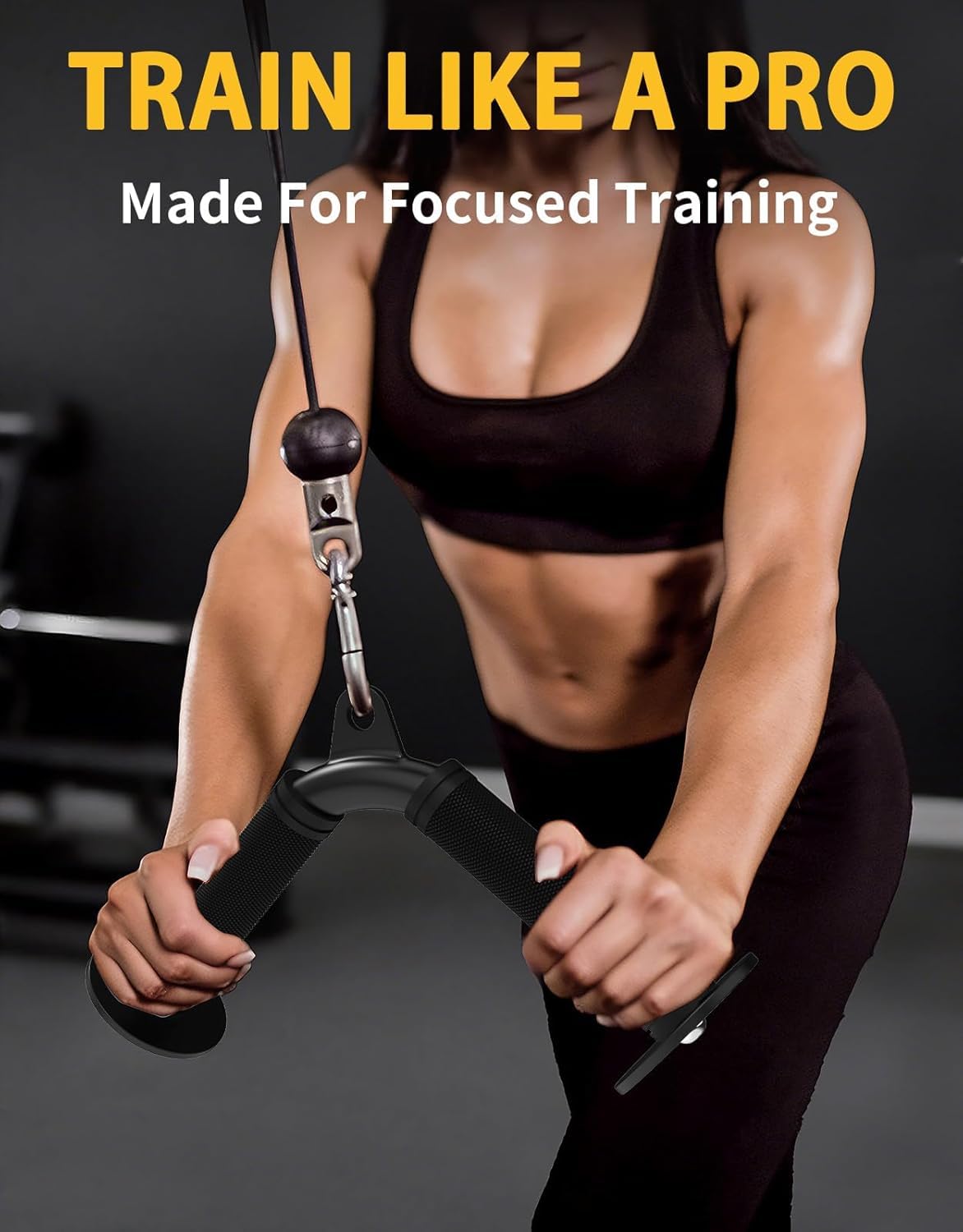 Fit4Fun Tricep V Bar Cable Attachment, Non-Slip Rubber Grip Tricep Bar for Gym Cable Machine, Tricep Pull Down Attachment for Arm Training