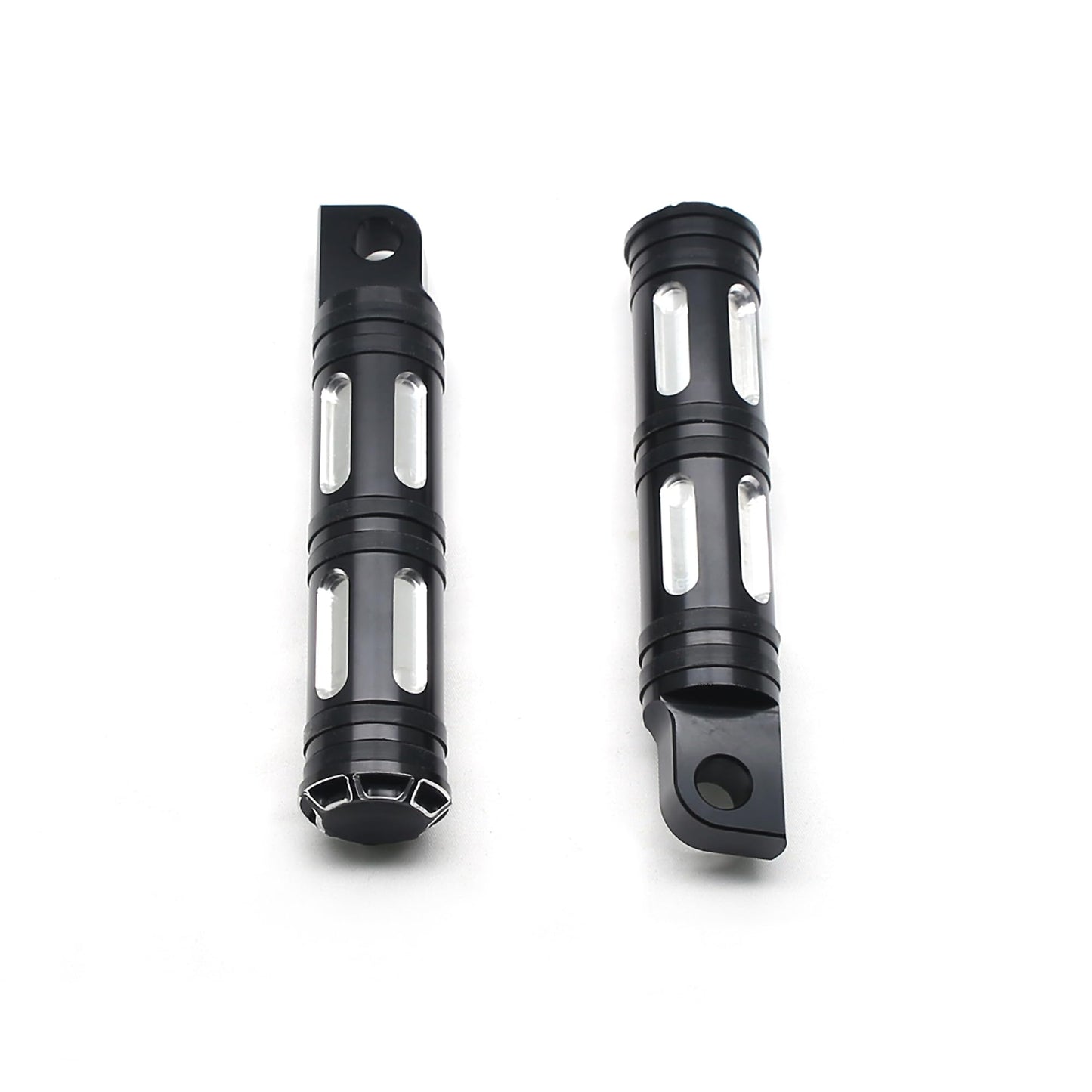 MZS Motorcycle Highway Pegs, 1.25" CNC Highway Foot Pegs Adjustable Long Angled Mount Clamps Compatible with Road King Sportster Softail Street Electra Glide Dyna Rebel Shadow for 1 1/4 Crash Bar
