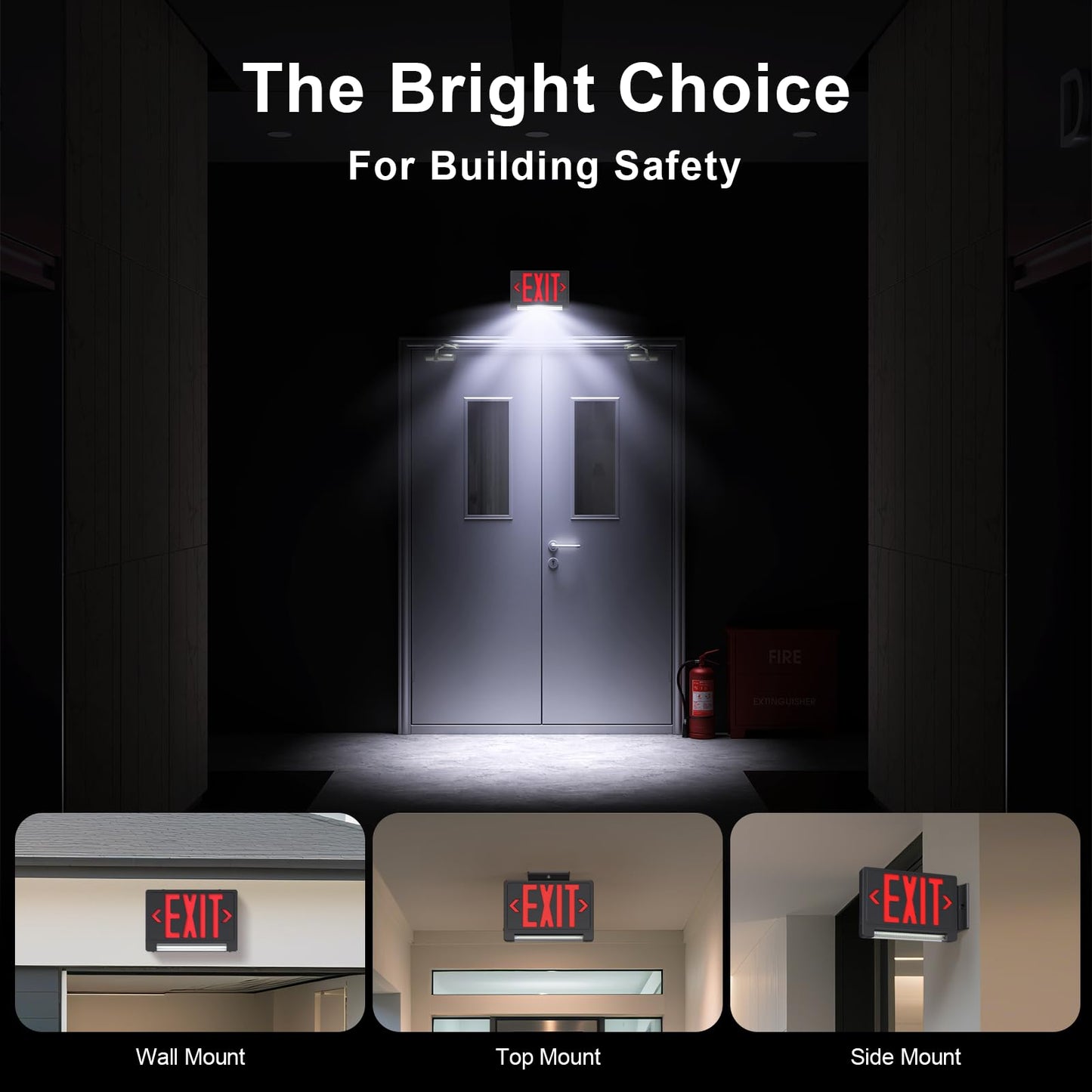 SASELUX Exit Sign with Adjustable LED Pipe,Exit Signs with Emergency Lights Bar Combo, Compact Hardwired Exit Sign with Battery Backup,Black Led Emergency Exit Light,120V/277VAC,UL Listed (1 Pack)