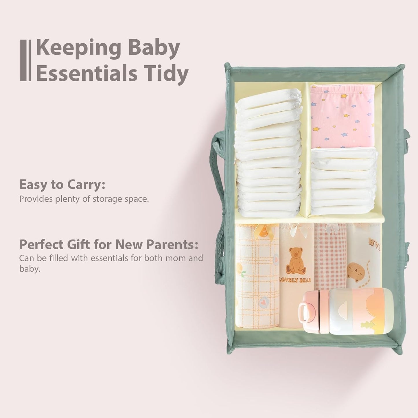 Skiennix Baby Diaper Caddy Organizer - Stylish Nursery Storage Bin for Diapers & Wipes | Perfect Baby Shower Gift