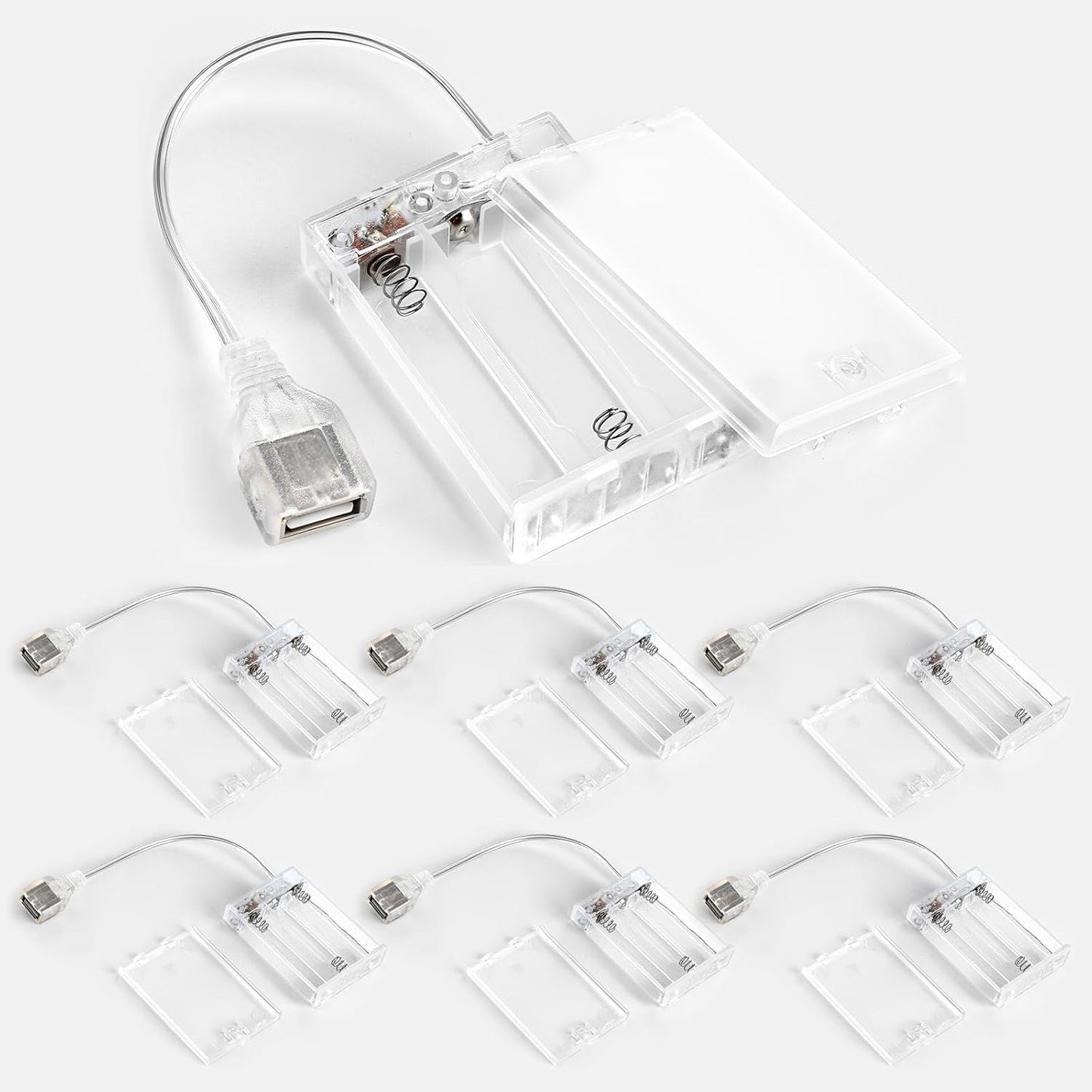 Copkim 6 Pack Pack 5V 3 Pcs USB Battery for LED Lights, USB to Battery for Plug in Lights, Portable AA Holder Box
