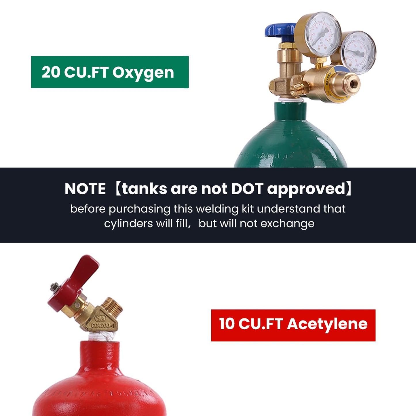curfair Oxy Acetylene Torch Kit, Torch Set with Cutting Torches, Oxygen Acetylene Cutting Brazing Welding Torch Kit with Oxy Acetylene Tanks, Regulators & Hoses A