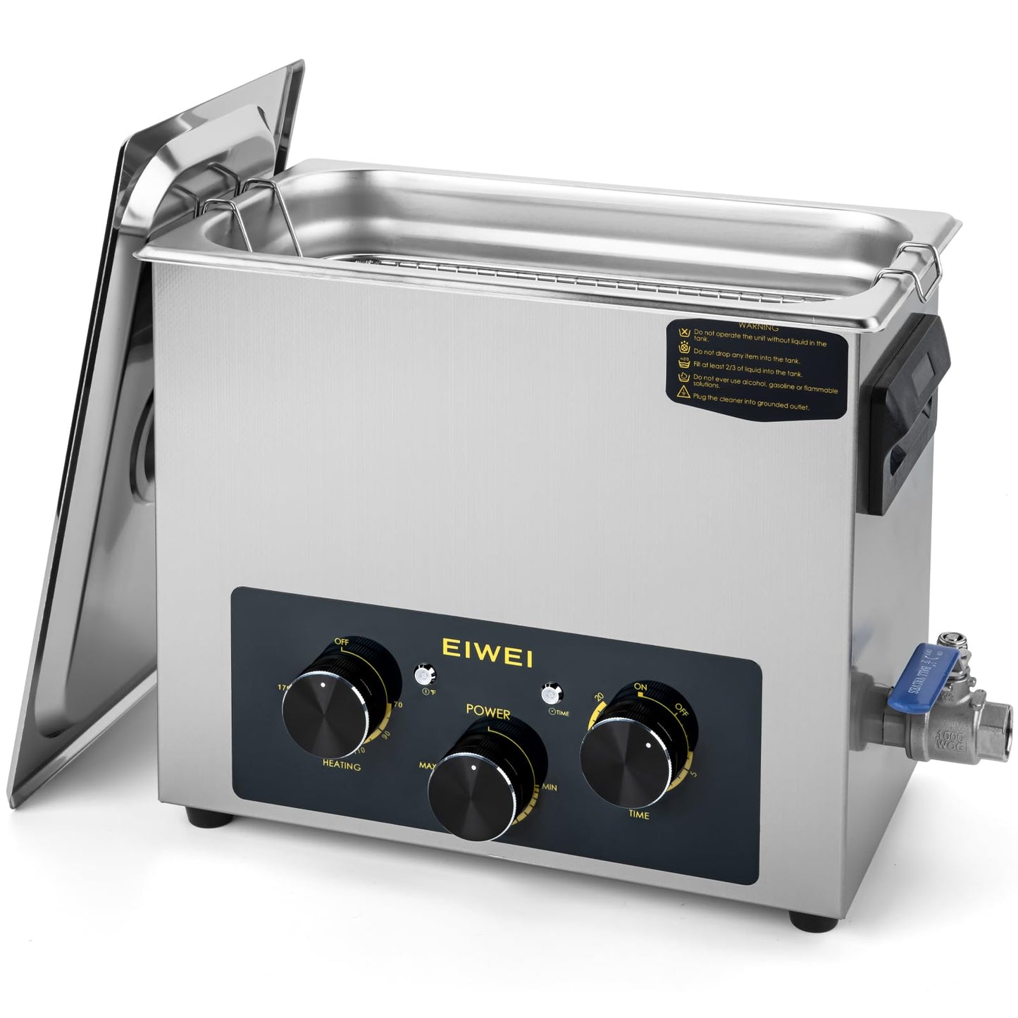 EIWEI 6L Ultrasonic Cleaner Professional Power-Adjustable Knob Jewelry Cleaning Machine with Heater Timer for Carburetor, Jewelry, Glasses, Dentures, Circuit Boards, Automotive Parts