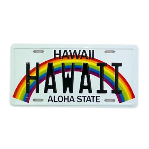 Mini Hawaii License Plate Fridge Magnet, Small Collectible Souvenir, 3.5 x 1.75 Inches