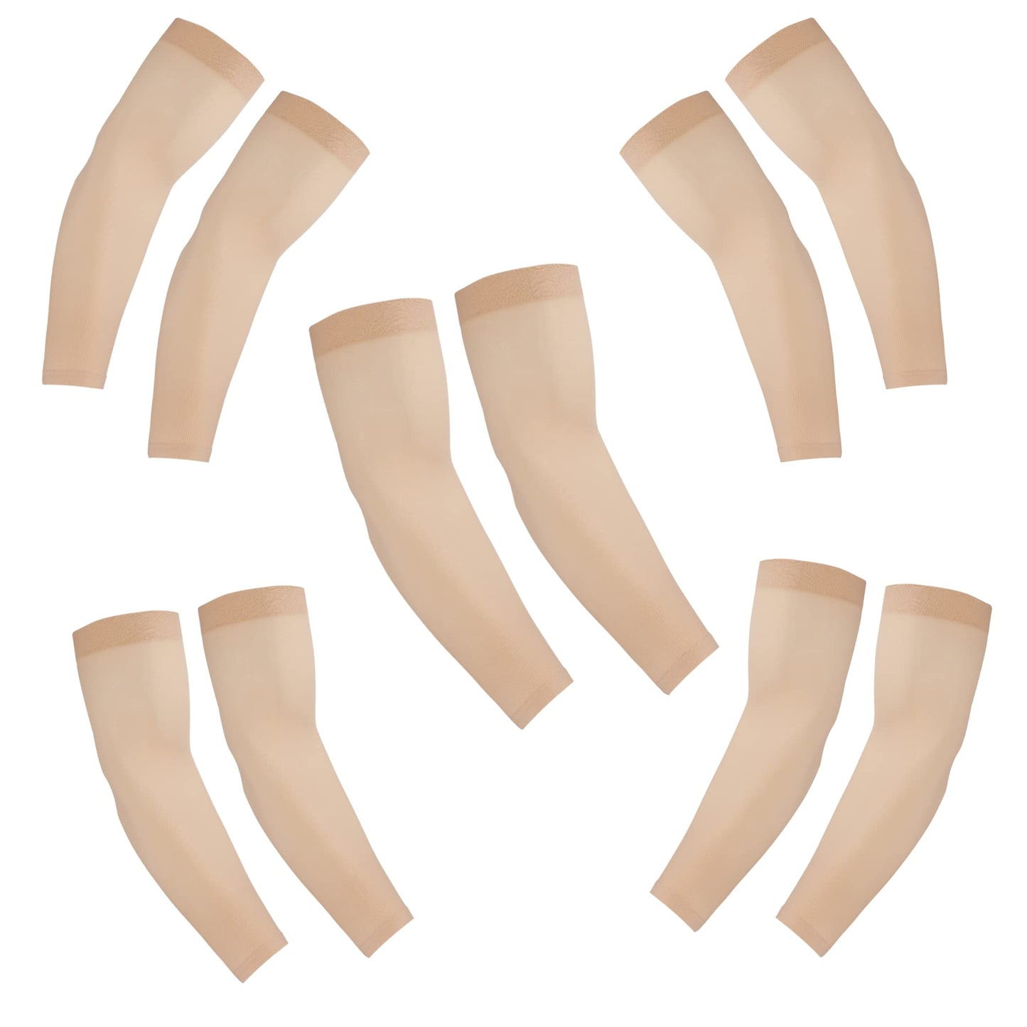 KUHNMARVIN Women Compression Arm Sleeves for men to Cover Arms Tattoo Cover-Up Volleyball Sleeve Softball Pickleball (5Pairs Nude)