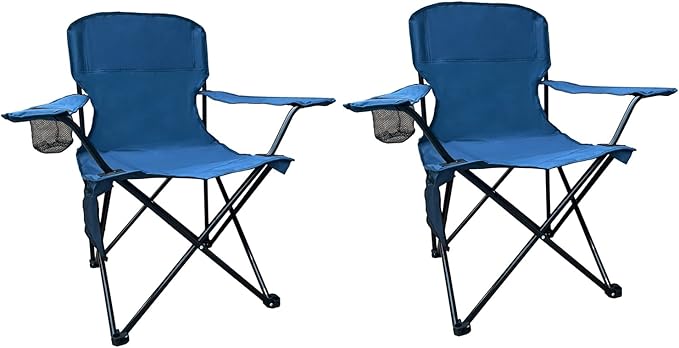 Folding Camping Chair, 225lb Capacity, Includes Cup Holder & Side Storage Bag, 5.5lbs Portable for Beach, Camping, Sport,2PCS Cyan