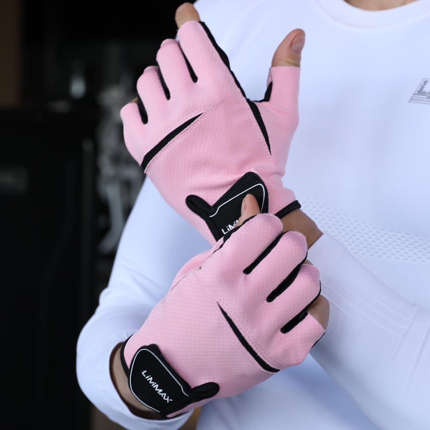 LiMiMAX Workout Gloves for Women & Men, Breathable Half Finger Gym Gloves with Non-Slip Padded Palm, Lightweight Fitness Gloves for Weight Lifting, Cycling, Crossfit, Training, Pink