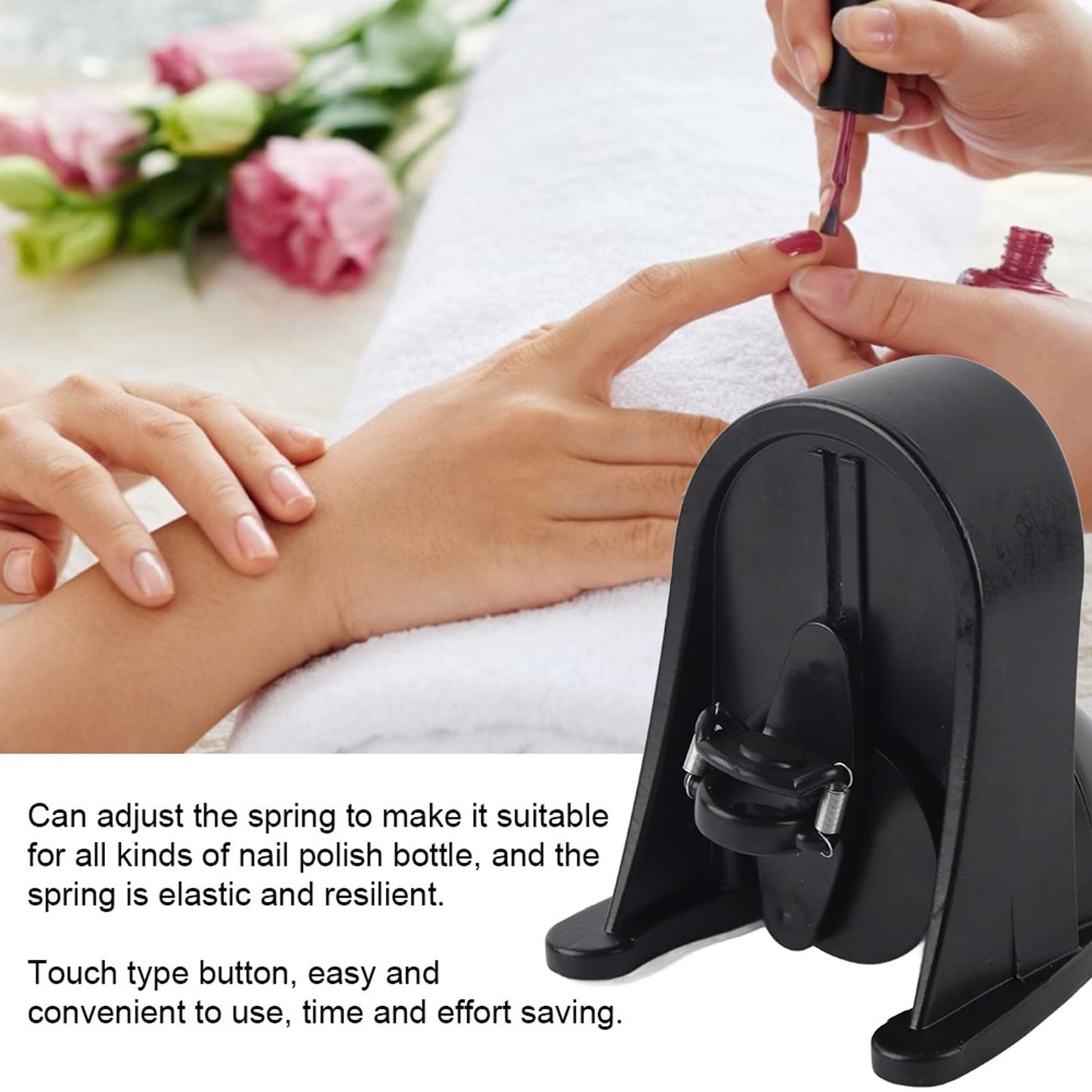 Nailpolish Gel Shaker Mixer Nail Polish Shaker Machine with Touch Button, Adjustable Spring, Accessories, Automatic Stop, Suitable for Nail Polish and Gel (US Plug)