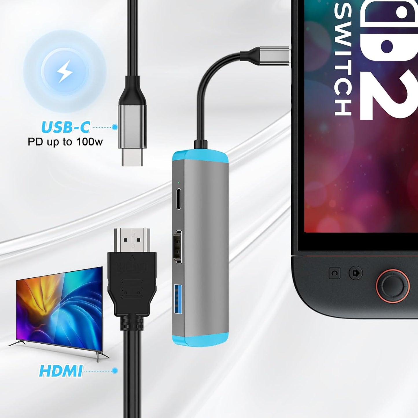 LA NREUCETS 2,USB 4K@60Hz 3.0 2/Switch/Switch USB C to HDMI Adapter for Switch C Docking Station with HDMI Port/Type-C