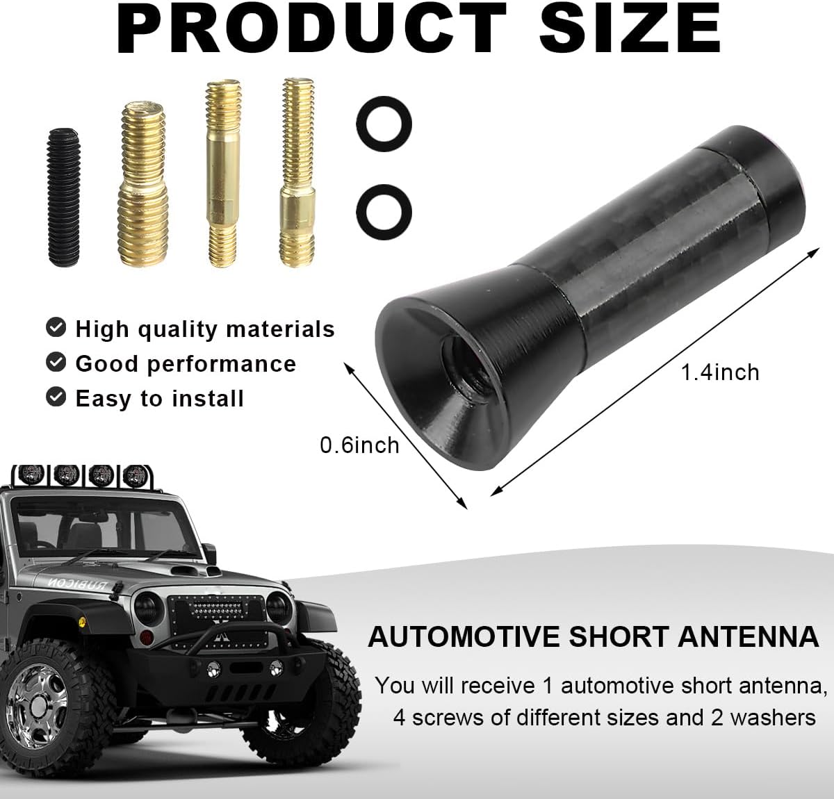 KVAEY 1.37" 4 2 1.37 Inch) Car Short Antenna, Stubby Aluminum Aerial Antenna with Screws & Rubber Gaskets, Shorty
