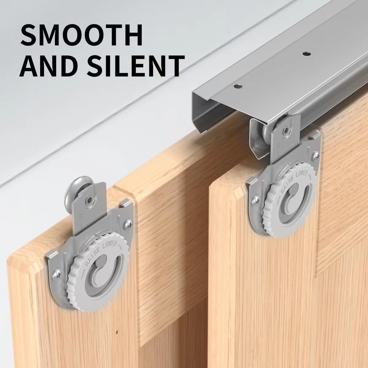 Bypass Sliding Door Hardware 96", Bypass Wardrobe Closet Door Track Set, Smoothly and Quietly, for 2 Door System
