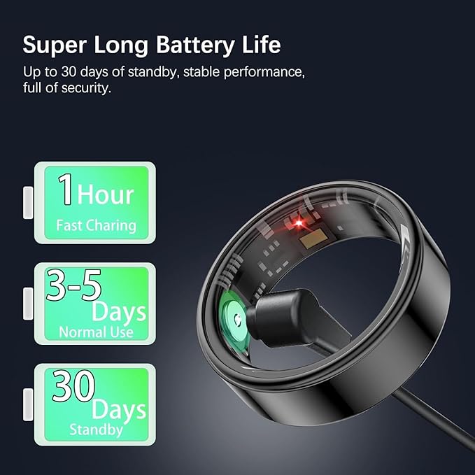 Smart Health Rings for Women Men, Fitness Tracker with Heart Rate, Blood Oxygen, HRV, Sleep Tracker, Step Tracker, No Subscription Fee, IP68 Waterproof Smart Ring for iphone & Android (Black 10#)