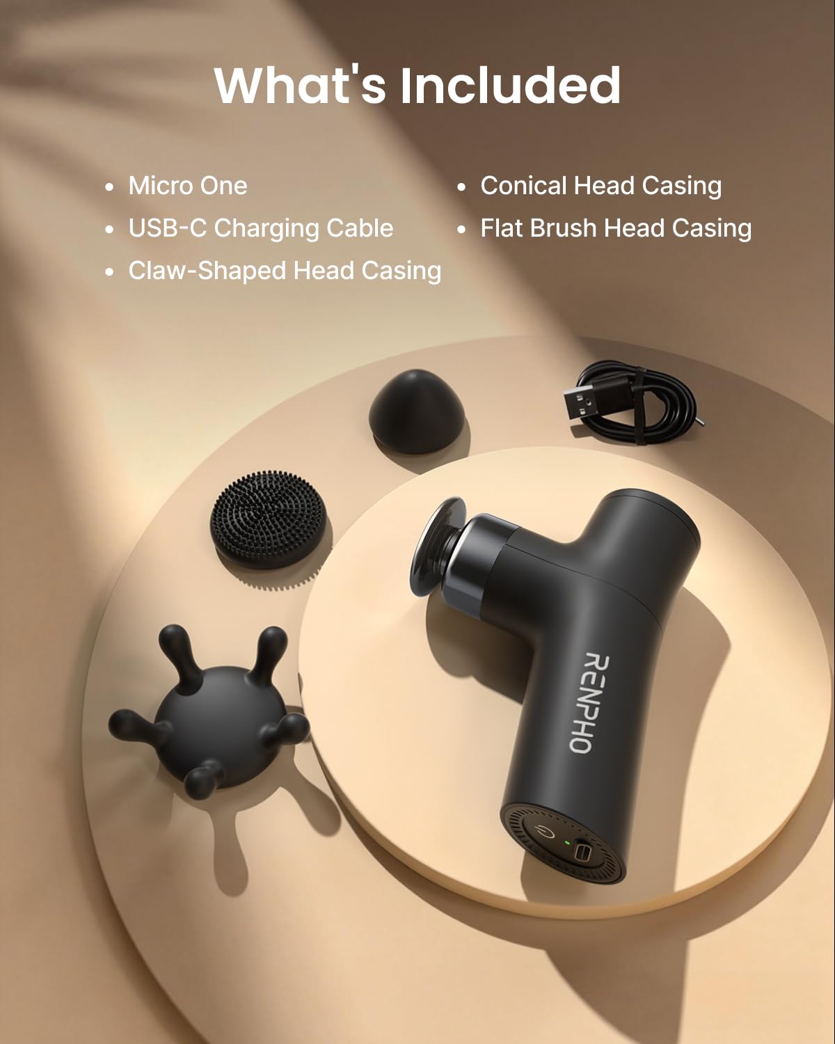 RENPHO Micro One Super Mini Massage Gun for Women, Portable Travel Massager for Muscle Relief, FSA Approved, 4-Speed Percussion Massage Gun for Office, Home & Daily Comfort, HSA