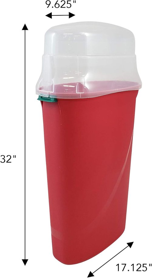 HOMZ Vertical Gift Wrap Storage Organizer - 2-Pack Red & Clear Plastic Bins for Holiday Wrapping