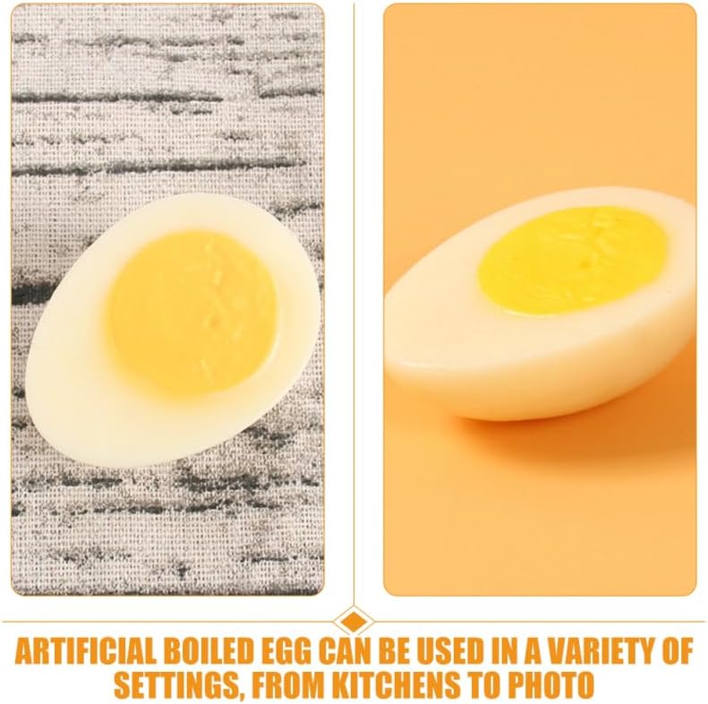 4pcs TOYANDONA Boiled Egg Model PVC Artificial Food Props for Photography Realistic Faux Egg Kitchen Decor for DIY