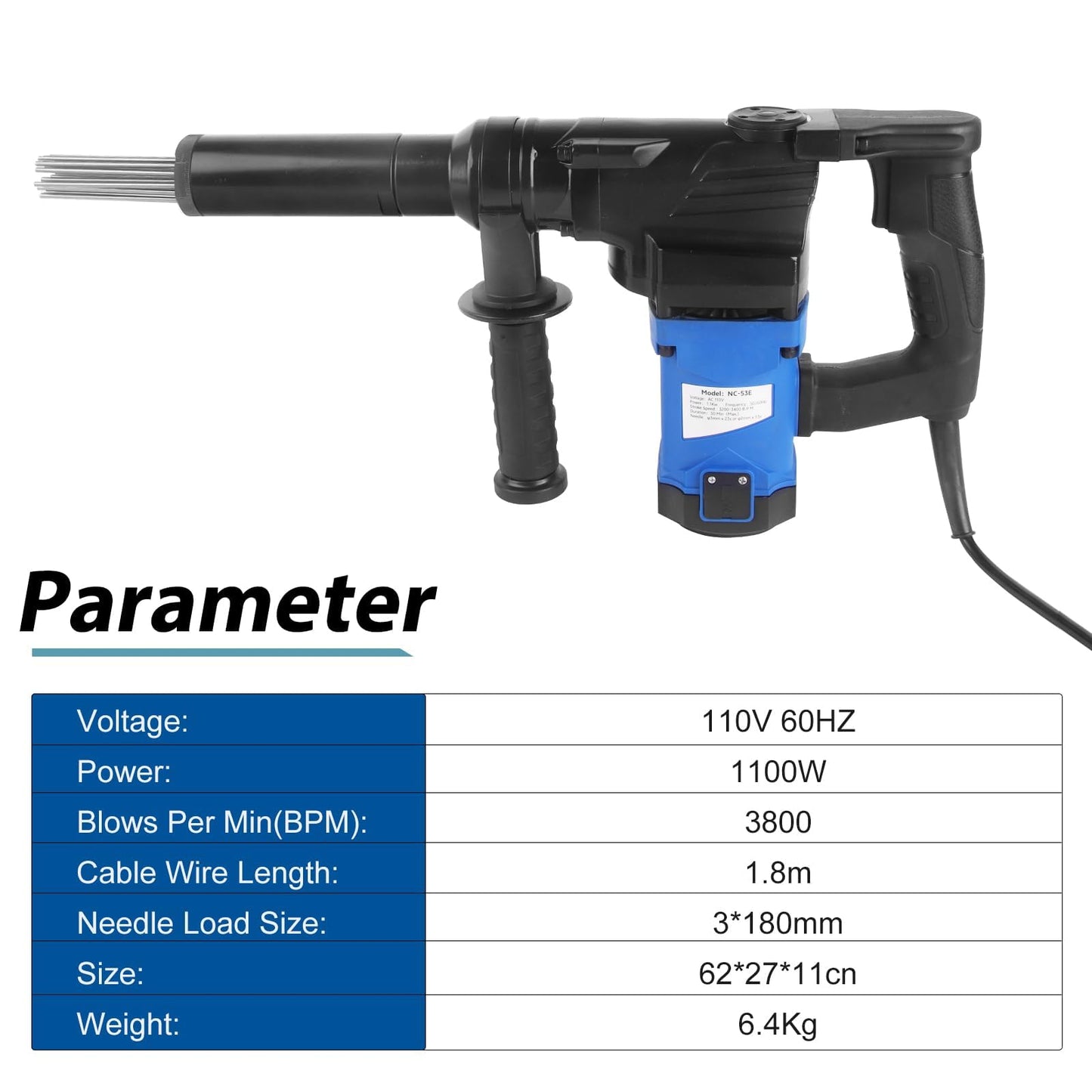 SWANSOFT Electric Needle Scaler, 1100W Heavy-Duty Rust Removal Needle Scaler Electric with 23 Needles 110V