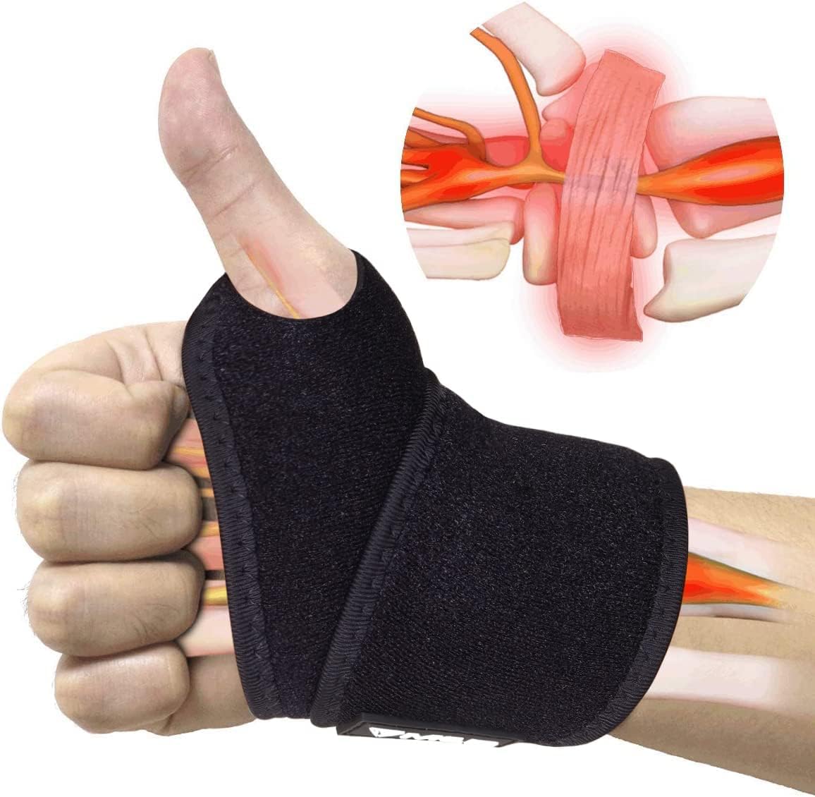MCD Carpal Tunnel Wrist Brace Lightweight Wrist Support Brace Wrist Wraps for Pain Daily Use Wrist Band for Pain Fits Both Right Hand & Left Hand Muñequeras para Dolor de Mano Wrist Compression Brace