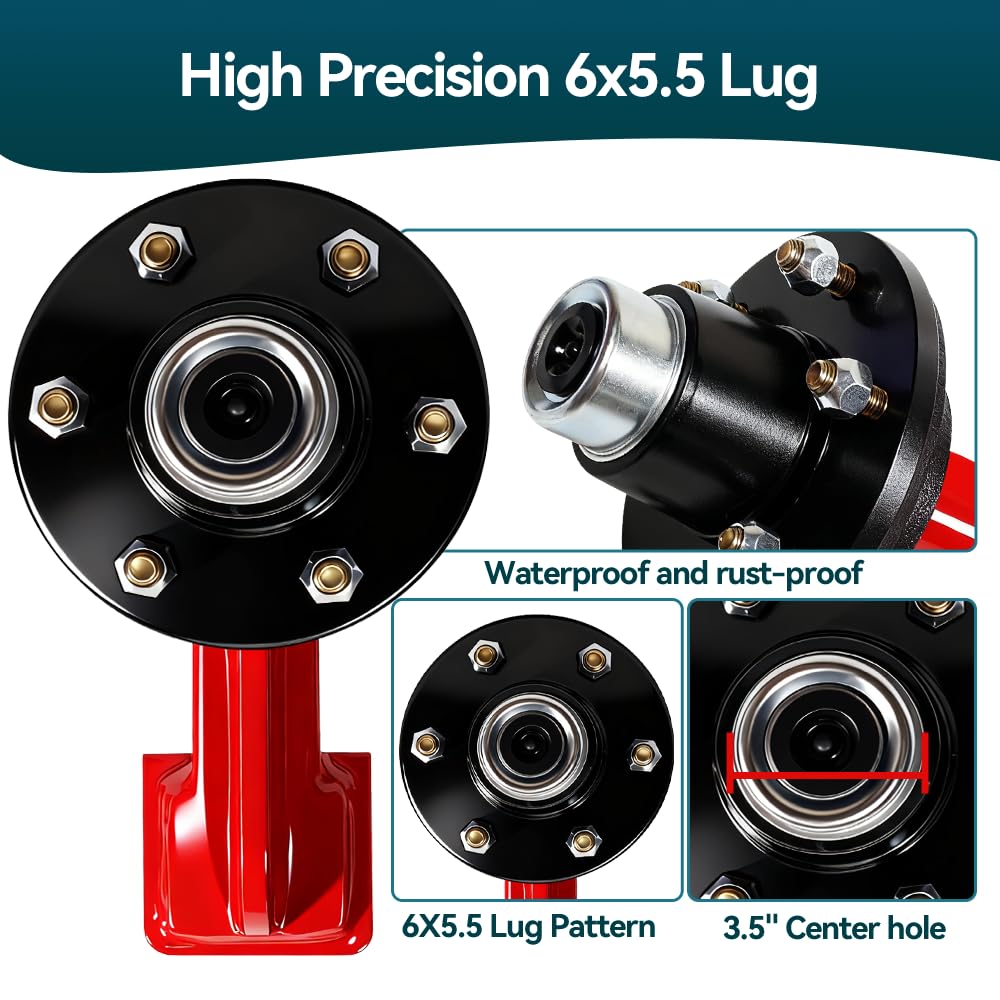 Professional 2 Pack Shipping Container Wheels 6-Lug Wheels Kit, Shipping Container Axle, Heavy Duty Shipping Container Accessory with Ratchet Tie Downs for Moving 20ft - 40ft Container