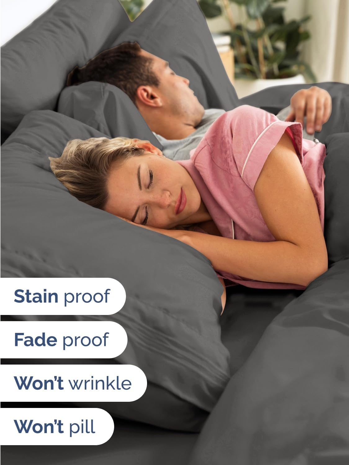 Skiennix Extra Deep Full Sheet Set | 6-Piece Breathable Cooling Bedding - Soft, Wrinkle-Free Charcoal