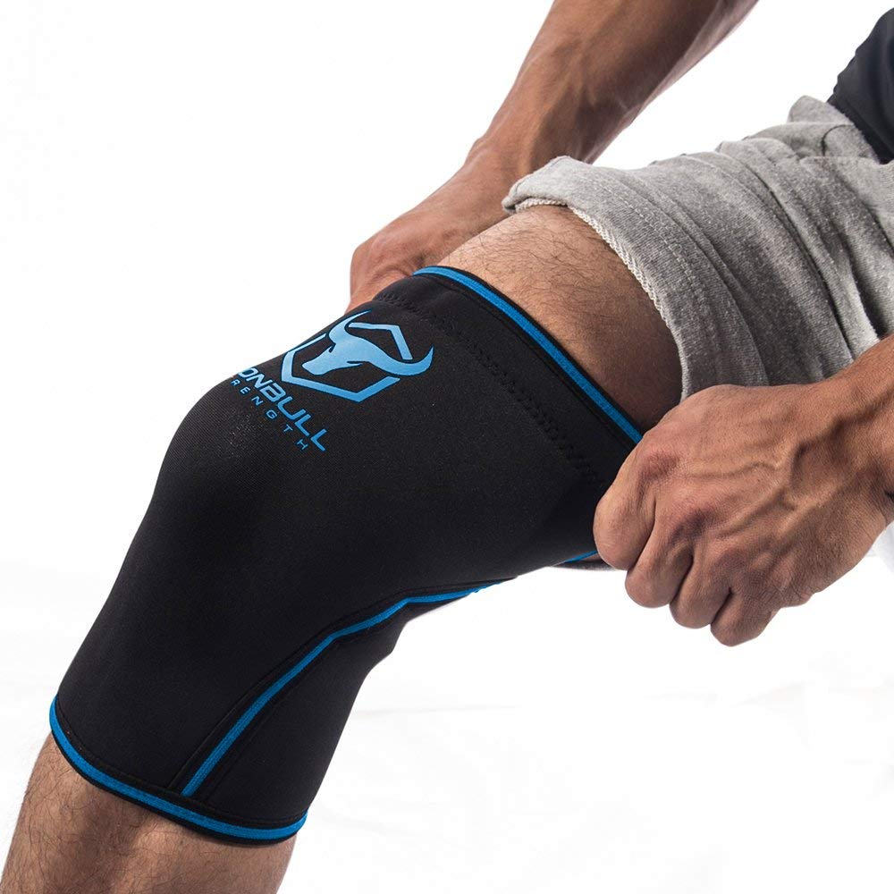 Knee Sleeves 7mm (1 Pair) - High Performance Knee Sleeve Support For Weight Lifting, Cross Training & Powerlifting - Best Knee Wraps & Straps Compression - For Men and Women (Black/Blue, XX-Large)