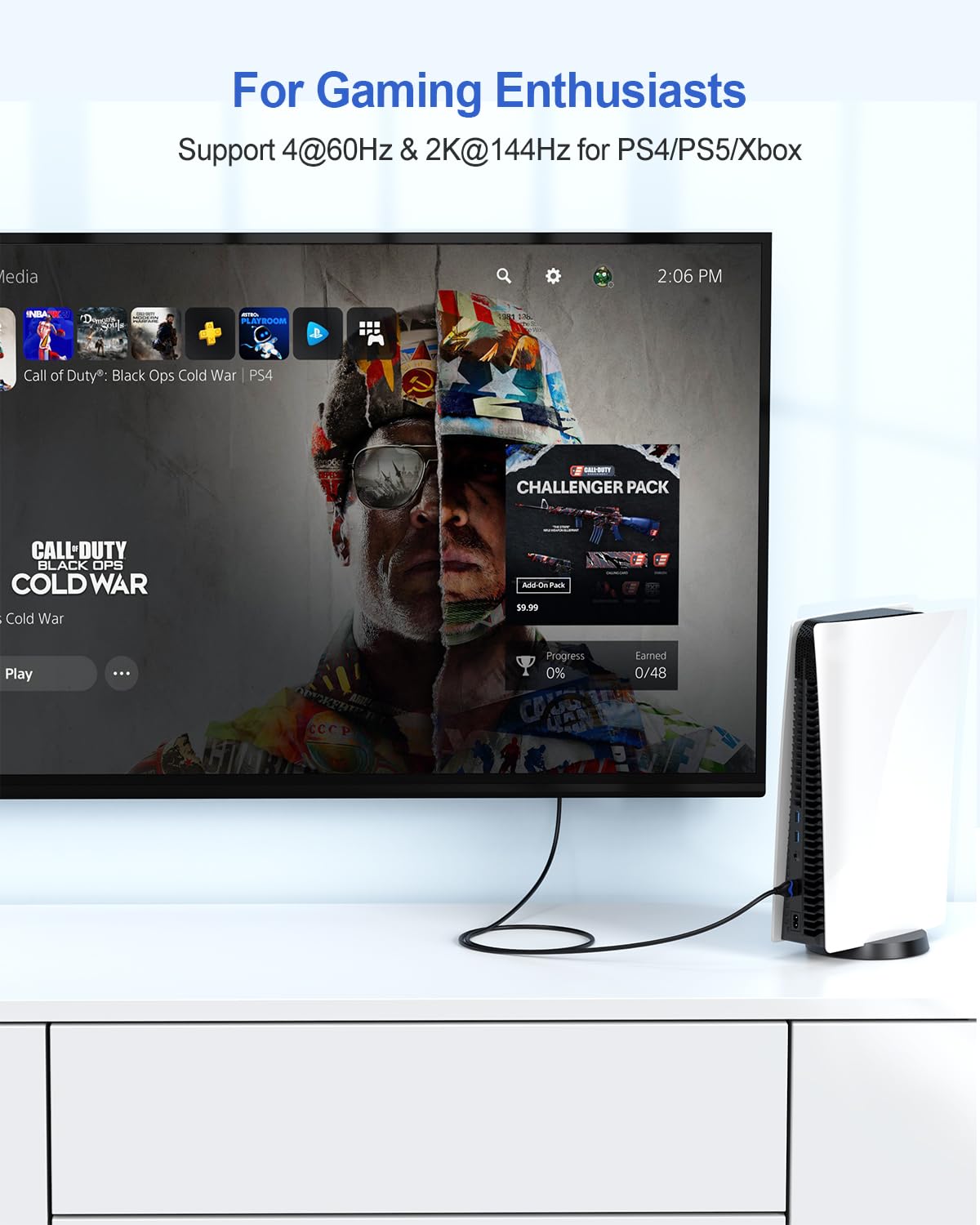 4K 3FT 5-Pack, 3 2.0(4K@60Hz, 2K@144Hz, 1080P@120Hz, 18Gbps, 3D, 2.2, PS4/PS5, 3.3FT/1M HDMI Cables HDMI Cord Foot High