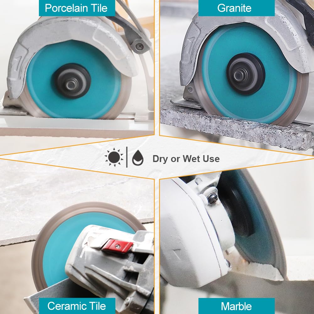 EXFEIN Tile Hole Saw Kit 13pcs - 6/6/8/19/25/35/50/75/102mm Diamond Core Drill Bits, 4/5 Inch Milling Bit + 2 Inch Chamfer Bit + Adapter + 4.5 Inch Grinding & Cutting Disc for Tile Marble Granite