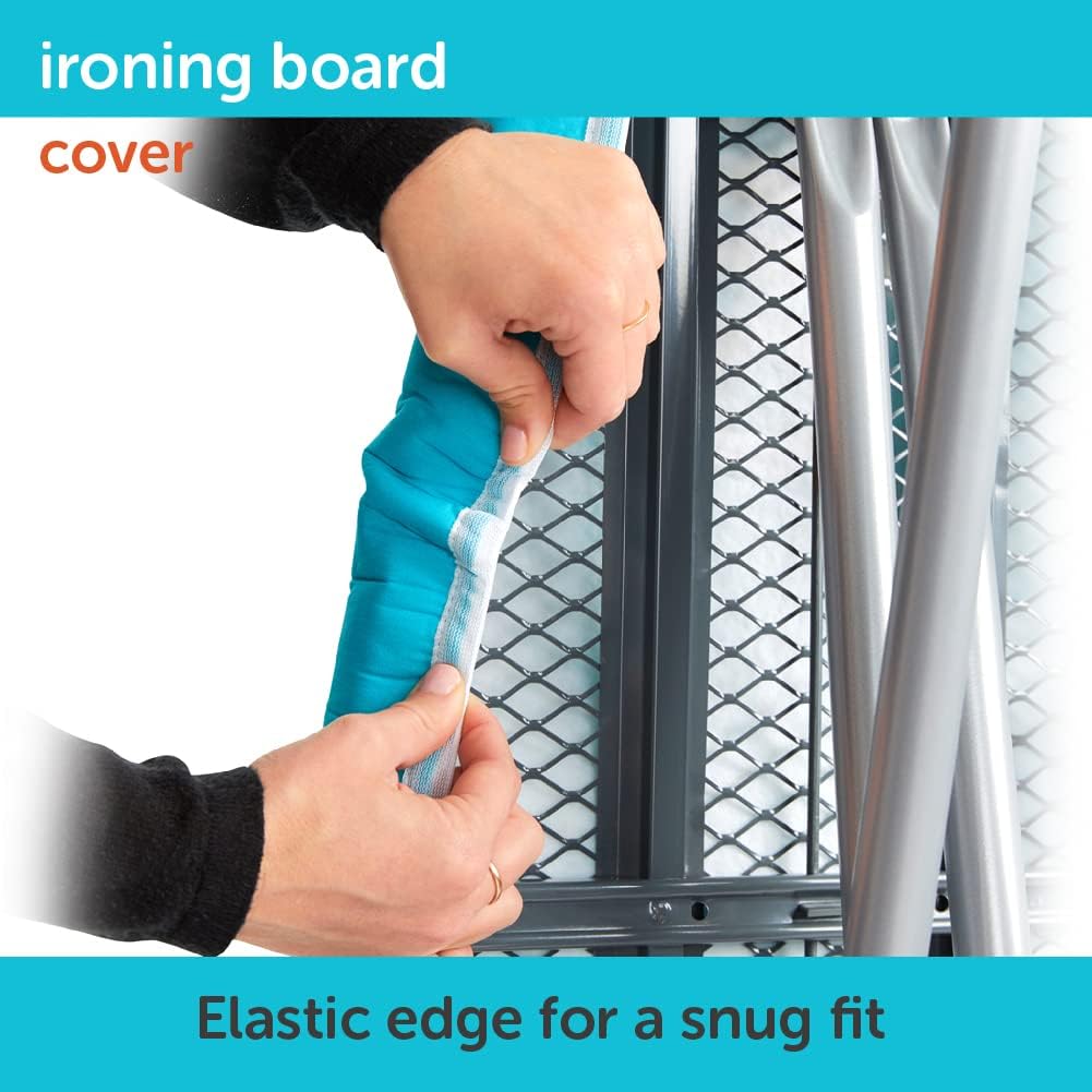 Oliso Ironing Board Cover - 100% Cotton with Professional Felt Pad - Fits 54" x 15" Boards - Turquoise