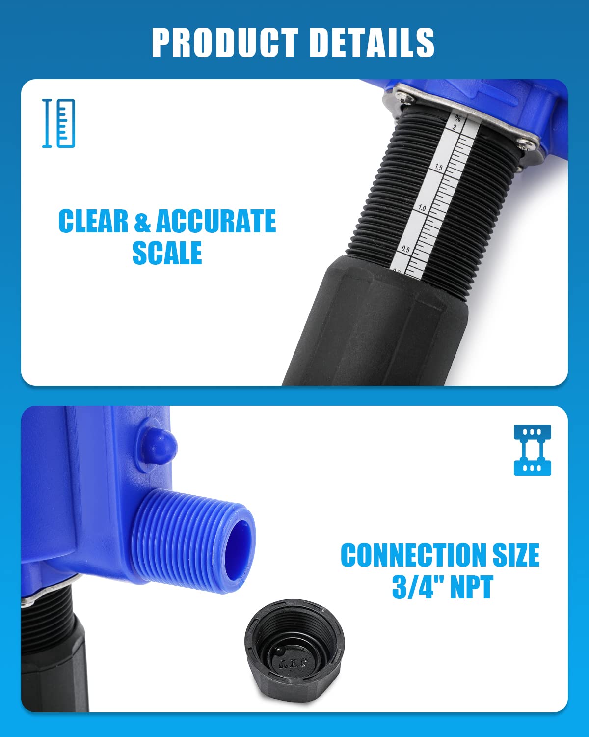 NEWTRY 0.2%~2% Fertilizer Injector w/ 3pcs Sealing Rings + 10 Springs