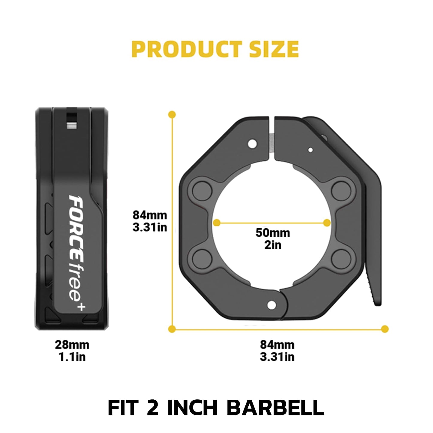 Quick Release Olympic Barbell Collars 2" (Pair) - Non-Slip Weightlifting Barbell Clips for Secure Powerlifting, Home & Gym - High-Strength Metal Bar Clamps