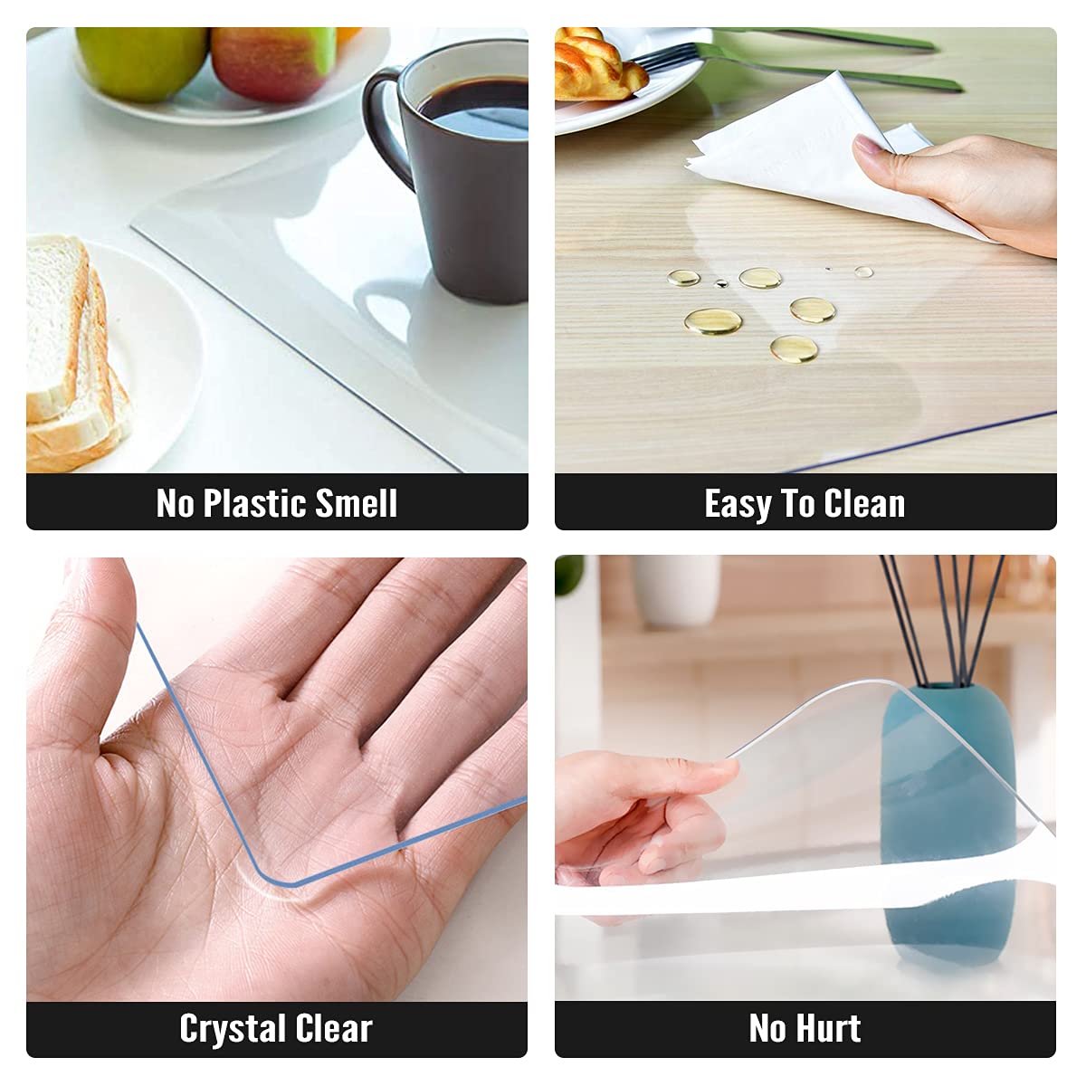Royhom Clear Table Protector 40 x 62 Inch - 2mm Thick Plastic Table Cover, Clear Table Cover Protector Rectangle, Waterproof PVC Desk Mat for Coffee Table, Writing Desk, Dining Room, Dresser