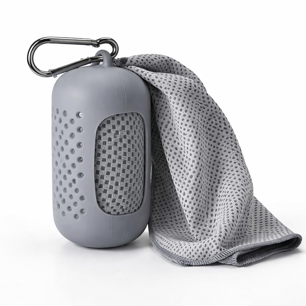 Cooling Towel with Clip Case – Quick-Dry Neck Wrap for Sports, Beach Tote Bags, Gym, Travel & Outdoor Heat