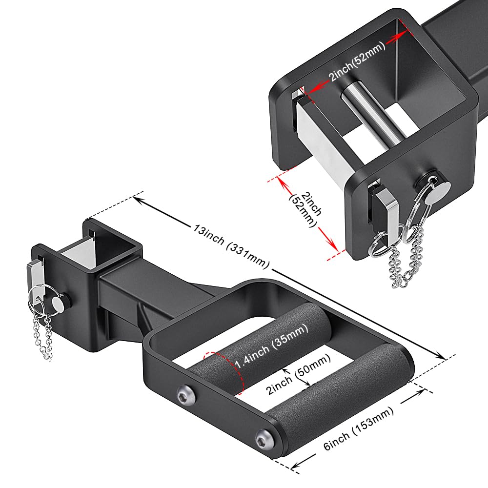 Kipika Y-Shaped Dip Bar for Power Cage with 5/8" or 1" Hole - Dip Bar Attachments for Home Gym - Heavy Duty Power Rack Attachments - Squat Rack Accessories for Strength Training (For 2" x 2" Power Rack with Foam Grips)
