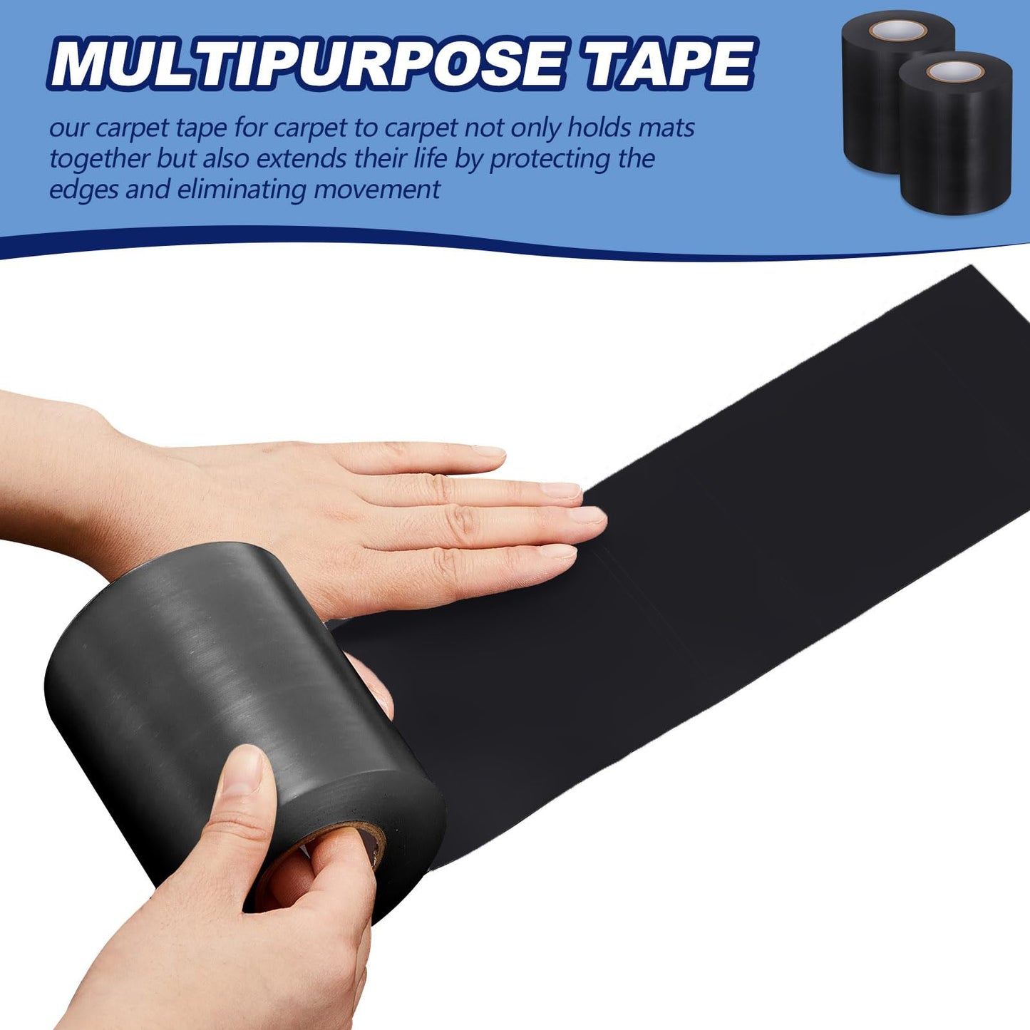 Pangda Wrestling Mat Tape 3 or 4 Inch Heavy Duty 7 Mil PVC Carpet Tape for Wrestling Grappling Exercise Mats Seaming Cover Gym Floor Carpet Seam(4'',Black,2 Rolls)