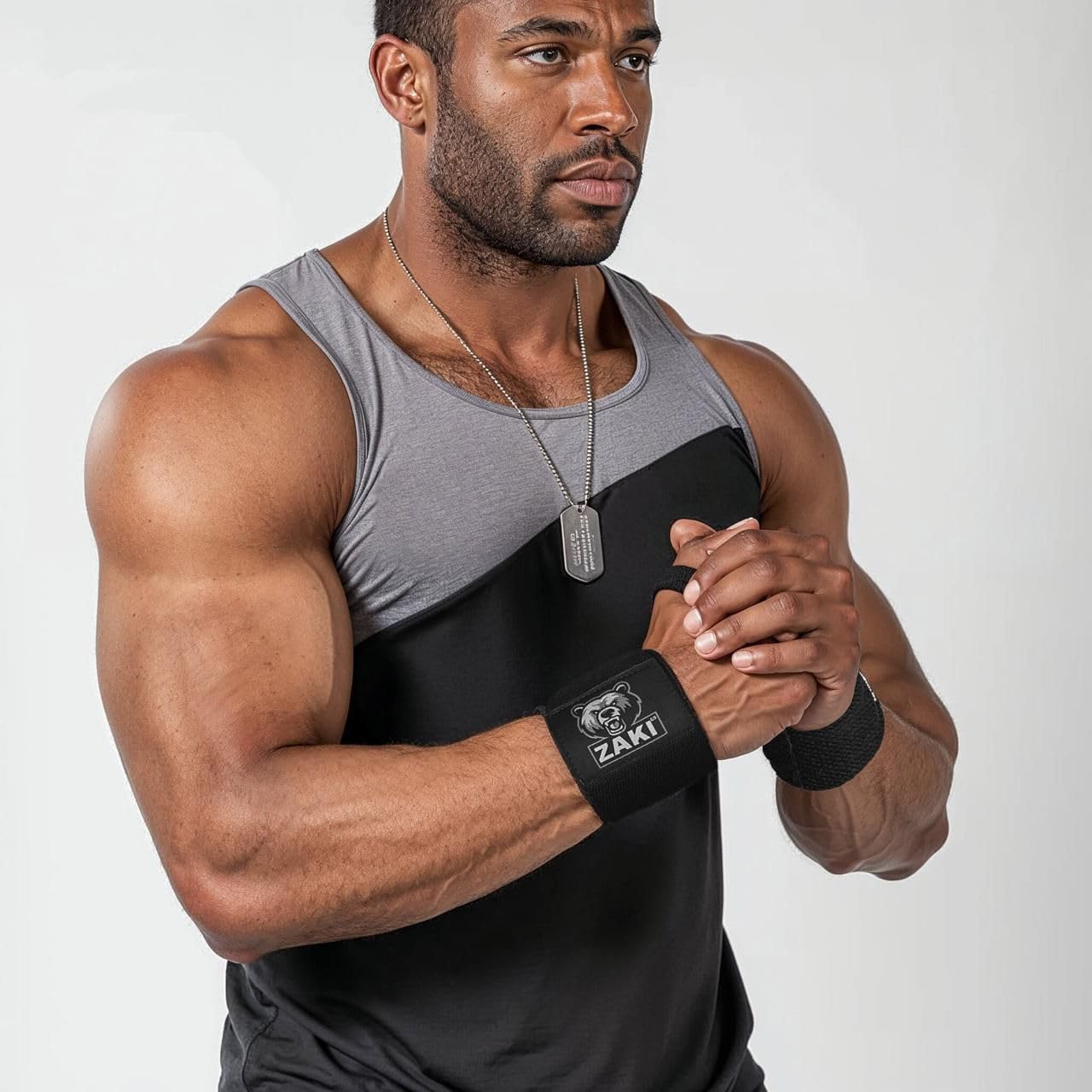 ZAKI 69 18 Inch Weightlifting Wrist Wraps with Thumb Loop, Adjustable Wrist Support Straps for Gym, Powerlifting, Bench Press, Strength Training, Black Pair