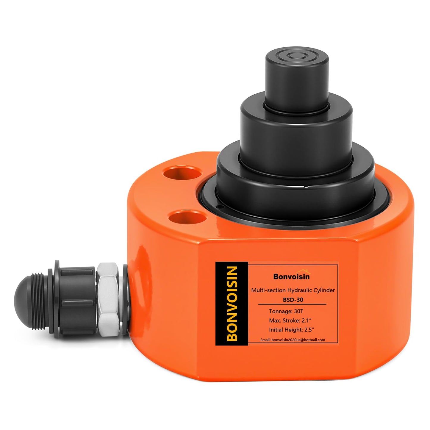 Bonvoisin Hydraulic Ram Jack 30T Low Profile Porta Power Cylinder Multi-Section 2.13" Stroke Lifting Cylinder for Machinery Shipbuilding Bridge Construction