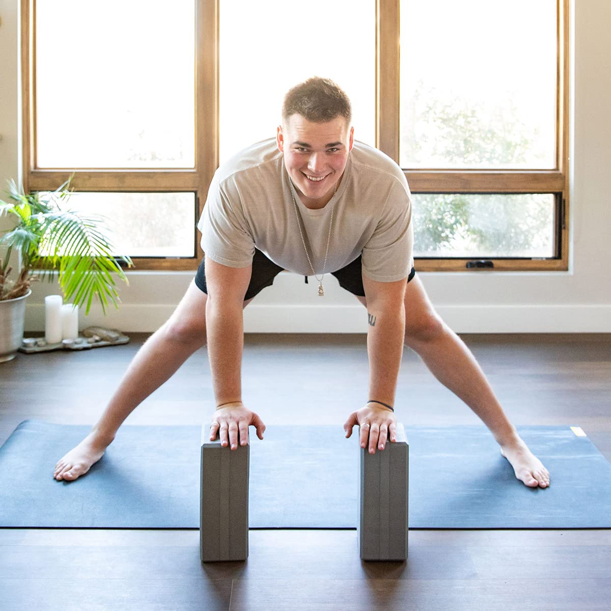 Hugger Mugger 5 in. Big Foam Yoga Block - Gray - Extra Large Size, Dense Foam, Reliable Support, Beveled Edges for Comfort, Great if You're Taller or Less Flexible
