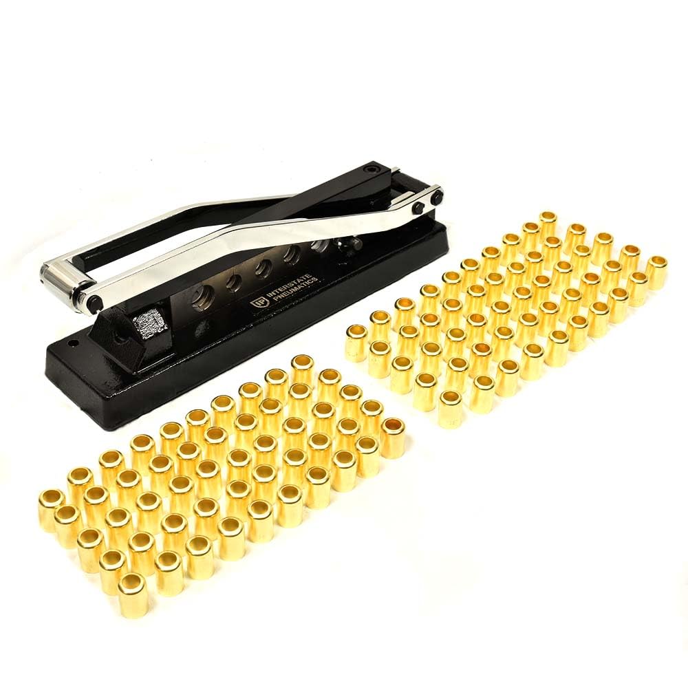 Interstate Pneumatics H8-KIT Heavy-Duty Bench Crimper (H8) with Ferrules (50pk) 0.625" ID x 1" & 0.656" ID x 1"