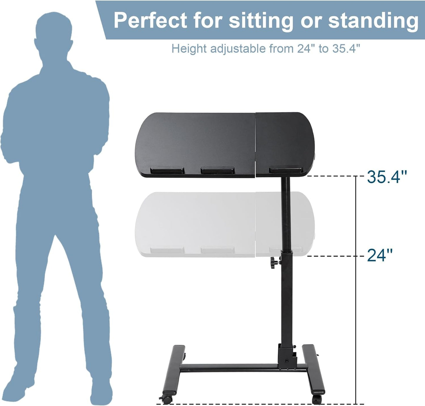 F2C 360 Portable Adjustable Height Swivel Laptop Desk PC Computer Mobile Notebook Laptop Stand Rolling Table Desk Cart