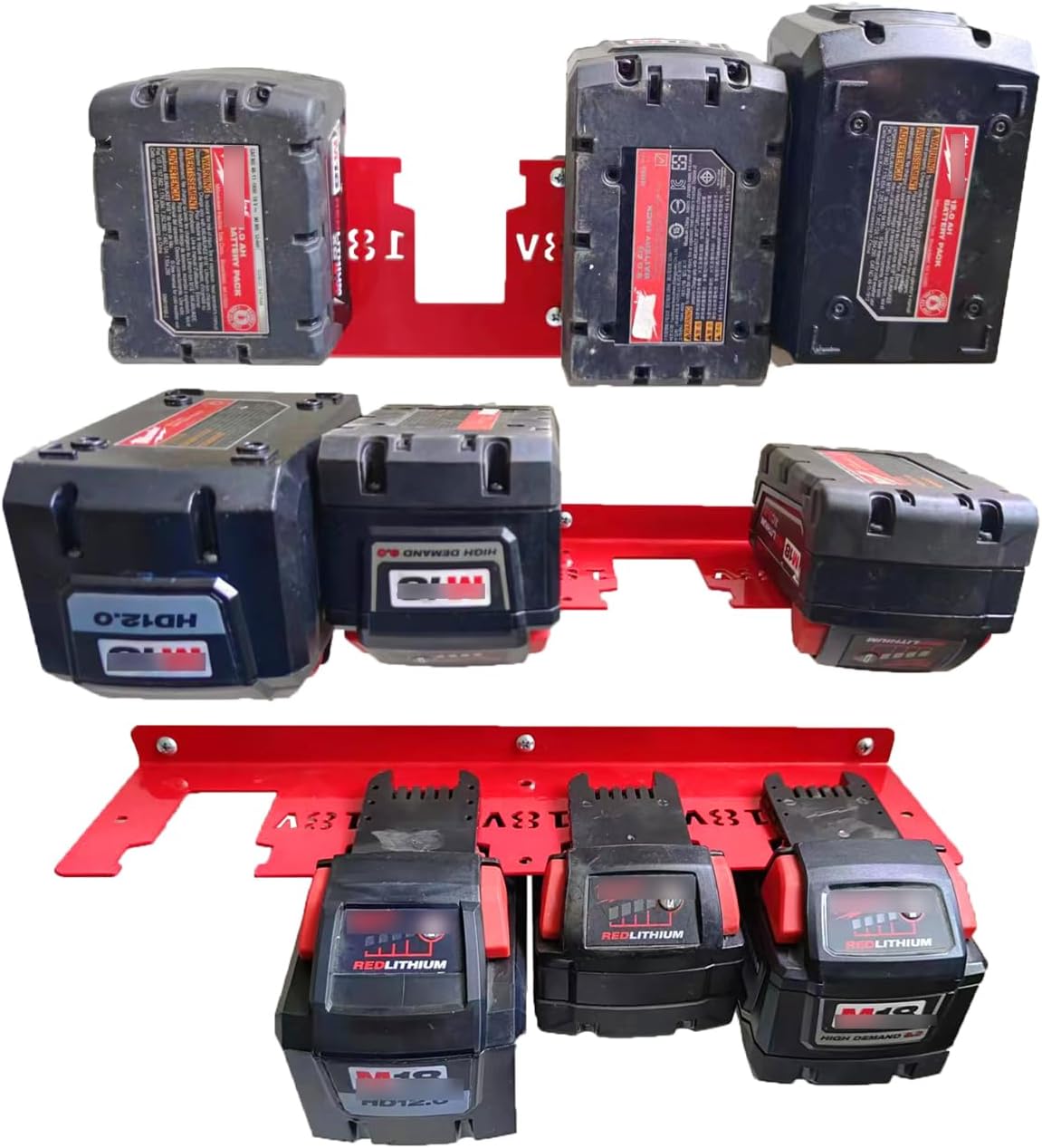 WOLGNKI M18 M12 2pcs 12V 2pcs 18V Metal Battery Holder Organizer Mount Fit for Milwaukee Battery for and for Battery
