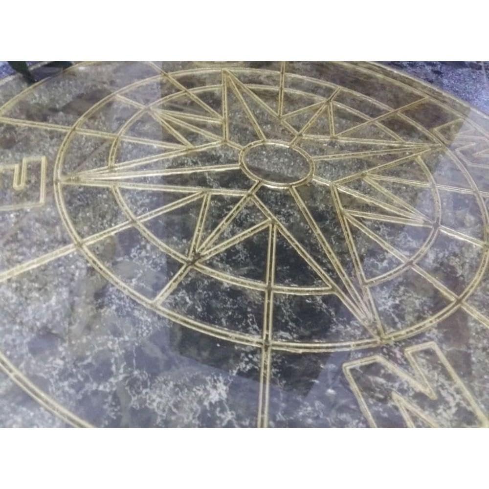 “ROUND COMPASS” Concrete Stamp – 28" Polyurethane Flexible Mold for Stamping Cement, Plaster, mat for printing, Decorative Texture Tool for Horizontal & Vertical Surfaces, Durable & Reusable