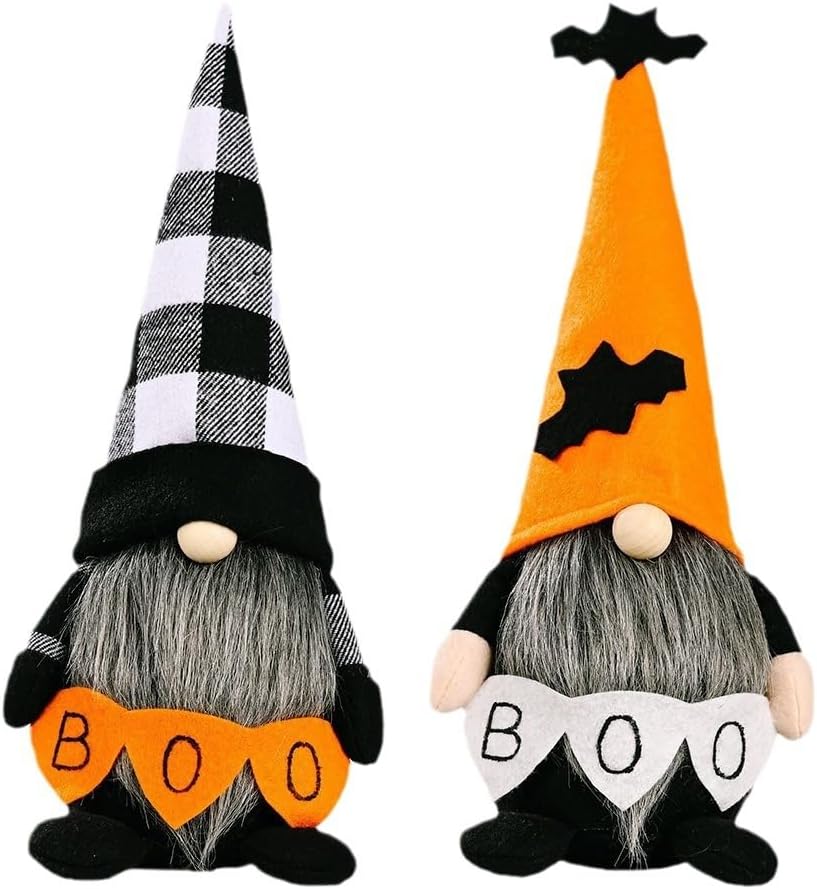Skiennix Halloween Gnomes Decoration - 10.6'' Plush Boo & Bat Figures for Cute Home Decor | Perfect for Parties & Gifts