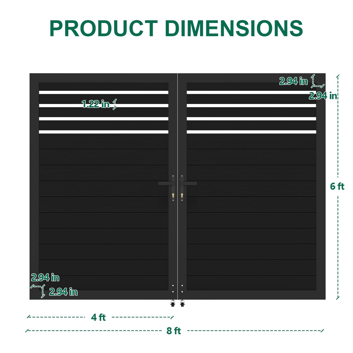 Mondaria Aluminum Double Fence Gate, 6FT H x 8FT W Outdoor Driveway Privacy Gate with Heavy Duty Metal Frame, Rustproof Powder-Coated Gate with Lockable Handle Kit, Semi-Privacy (Posts Not Included)