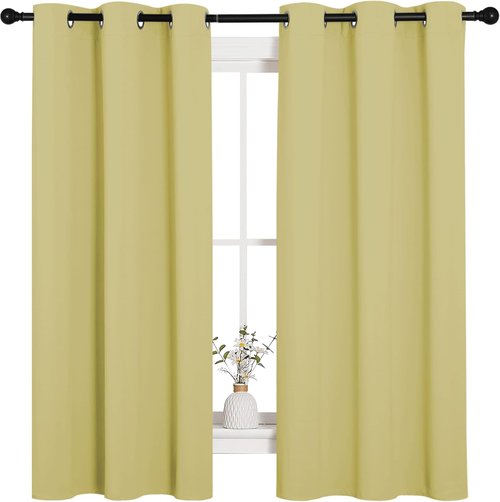 NICETOWN Blackout Curtains - Paler Yellow Thermal Insulated Drapes for Bedroom | 1 Pair, 42 x 63 Inches