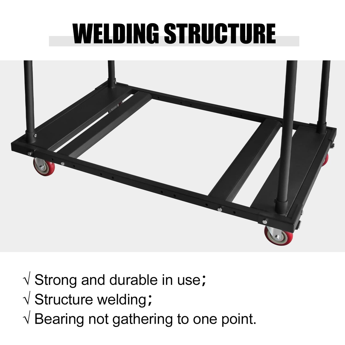 Hasopy Folding Table Cart Rack for 60" Round Tables, Heavy Duty Table Trolley Rolling Casters for Reataurant, Party, Hotel Furniture 10 Table Capacity, Black